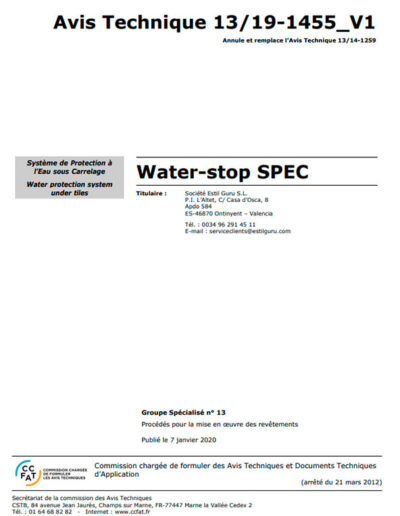 Water-stop SPEC